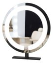 Ver imagem 1 de Espelho Redondo Simples C/ Iluminação e Suporte Bancada 40cm Moldura Preto