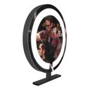 Ver imagem 2 de Espelho Redondo Simples C/ Iluminação e Suporte Bancada 40cm Moldura Preto