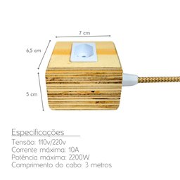 Extensão Madeira Régua Elétrica 1 Tomada Branca - 4