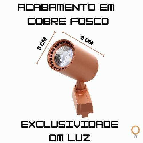 Kit Trilho Eletrificado de 1mt + 3 Spots Led 7w Quente Cobre - 3