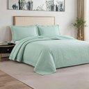 Ver imagem 2 de Kit Cobre Leito Colcha Charlote Casal 3 Peças Dupla Face Liso Classic - Verde - 100% Poliéster