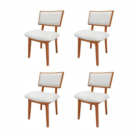 Kit 4 Cadeiras Madeira Maciça e Estofada Bréscia Espresso Móveis Branco/Champagne/Off White
