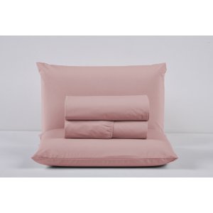 Lençol Cama Box Queen 200 Fios 4 Peças Conjunto com Virol 100% Algodão:rose