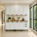 Ver imagem 1 de Cozinha Compacta Modulada Americana 6 Peças com Tampo 9 Portas 3 Gavetas TM4322 MDF Grazi Branco/Carvalho Tropical