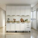 Ver imagem 6 de Cozinha Compacta Modulada Americana 6 Peças com Tampo 9 Portas 3 Gavetas TM4322 MDF Grazi Branco/Carvalho Tropical