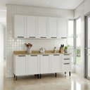Ver imagem 4 de Cozinha Compacta Modulada Americana 6 Peças com Tampo 9 Portas 3 Gavetas TM4322 MDF Grazi Branco/Carvalho Tropical
