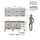 Ver imagem 3 de Cozinha Compacta Modulada Americana 6 Peças com Tampo 9 Portas 3 Gavetas TM4322 MDF Grazi Branco/Carvalho Tropical