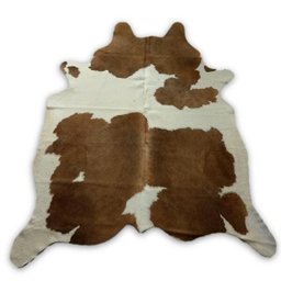 Tapete Sala Couro Natural Inteiro Holandes Marrom e Branco M - 1