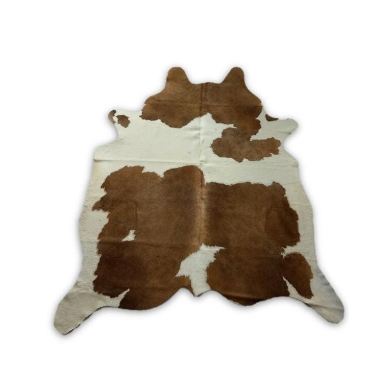 Tapete Sala Couro Natural Inteiro Holandes Marrom e Branco M