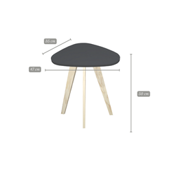 Mesa Orgânica Lateral Tripé Pés Quadrado Moderna Decorativa para Canto Sala Preto - 2