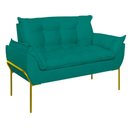 Ver imagem 4 de Poltrona Sofá Luxo Base Metal Dourado Recepção Escritório Cor:azul Turquesa