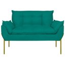 Ver imagem 5 de Poltrona Sofá Luxo Base Metal Dourado Recepção Escritório Cor:azul Turquesa