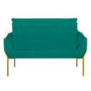 Ver imagem 2 de Poltrona Sofá Luxo Base Metal Dourado Recepção Escritório Cor:azul Turquesa