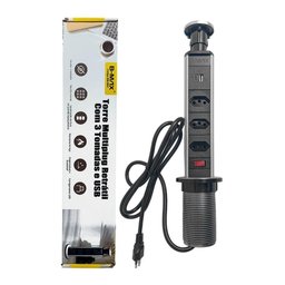 Torre Multiplug Usb 3 Tomadas Retrátil Usb-c e de Embutir - 1