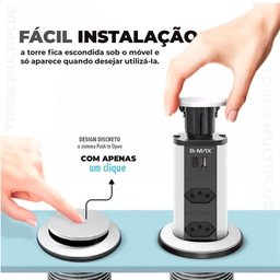 Torre Multiplug Usb 3 Tomadas Retrátil Usb-c e de Embutir - 4