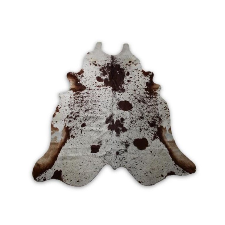 Tapete Pele Inteira de Vaca Grande Salpicado Marrom e Branco