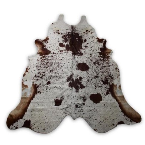 Tapete Pele Inteira de Vaca Grande Salpicado Marrom e Branco