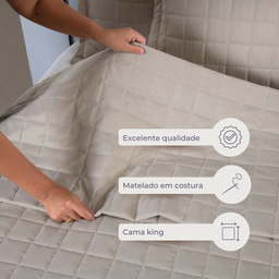 Kit Colcha Cobre Leito Matelado Casal King Size 3 Peças Dupla Face Soft Areia - 2
