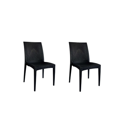 Kit 2 Cadeiras Rattan Preto Reforçada - Construmarcas