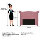 Ver imagem 2 de Cabeceira Estofada Veneza 195cm Suede Rosa Bebê