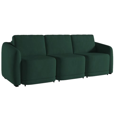 Sofá Cama Casal para Sala 336cm Polska K04 Veludo Verde - Mpozenato
