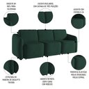 Ver imagem 3 de Sofá Cama Casal para Sala 336cm Polska K04 Veludo Verde - Mpozenato