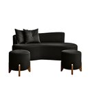 Ver imagem 1 de Conjunto Sofá Curvo Orgânico + 02 Puff Luna Boucle Chumbo - Montanaris Decor
