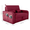 Ver imagem 5 de Sofá Cama Lívia 2 Lugares 140cm Vinho Veludo Baú Matrix