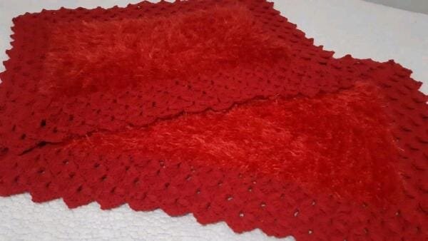 Tapete de Crochê Luxo Vermelho Artesanal - 5