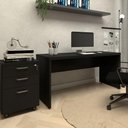 Ver imagem 1 de Escrivaninha 150cm com Gaveteiro 3 Gavetas Escritório F5 Cor:preto
