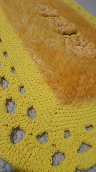 Tapete de Crochê Luxo Amarelo e Dourado Artesanal - 4