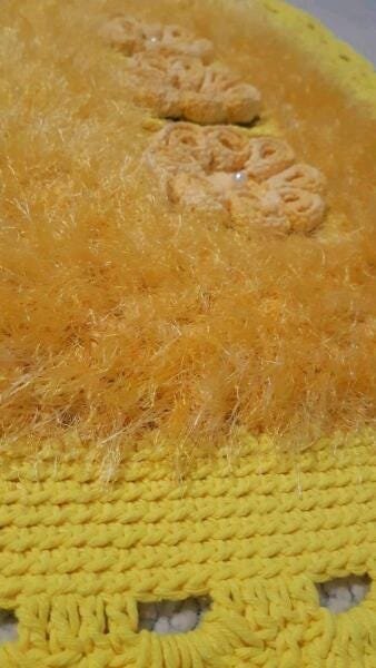 Tapete de Crochê Luxo Amarelo e Dourado Artesanal - 5