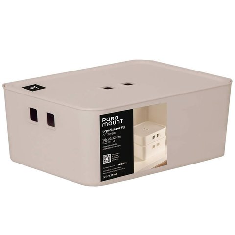 Organizador C/ Tampa 26x10x8 Cm Fly 1,5 Lts Creme Paramount