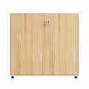 Ver imagem 6 de Armário Baixo 80cm com 2 Portas e Tampo Embutido para Escritório Marrom/Macadâmia com Branco