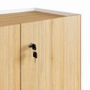 Ver imagem 5 de Armário Baixo 80cm com 2 Portas e Tampo Embutido para Escritório Marrom/Macadâmia com Branco