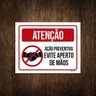 Placa Atenção - Evite Aperto de Mãos 27x35 - 1