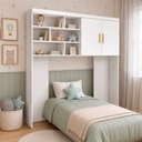 Ver imagem 1 de Módulo Aéreo Chiara para Quarto Infantil com Nichos Organizadores 2 Portas Branco Phoenix Baby