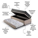 Ver imagem 4 de Bicama Box Baú Viúva 120x203 Suede Bege com Colchão Adapto Molas Ensacadas Ecoflex