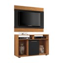 Ver imagem 2 de Conjunto Kit Home Painel Suspenso e Rack Bancada Para TV Até 43" Sala Estar Marrom Madeira Preto