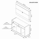 Ver imagem 3 de Conjunto Kit Home Painel Suspenso e Rack Bancada Para TV Até 43" Sala Estar Marrom Madeira Preto