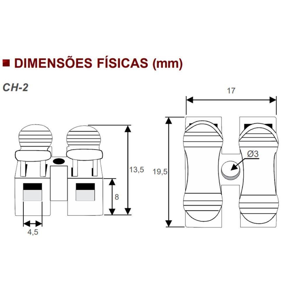 Kit Conector de Emenda Ch 10a 250v | Cabo 0,5~2,5mm² | 2 Vias 100 Peças - 4