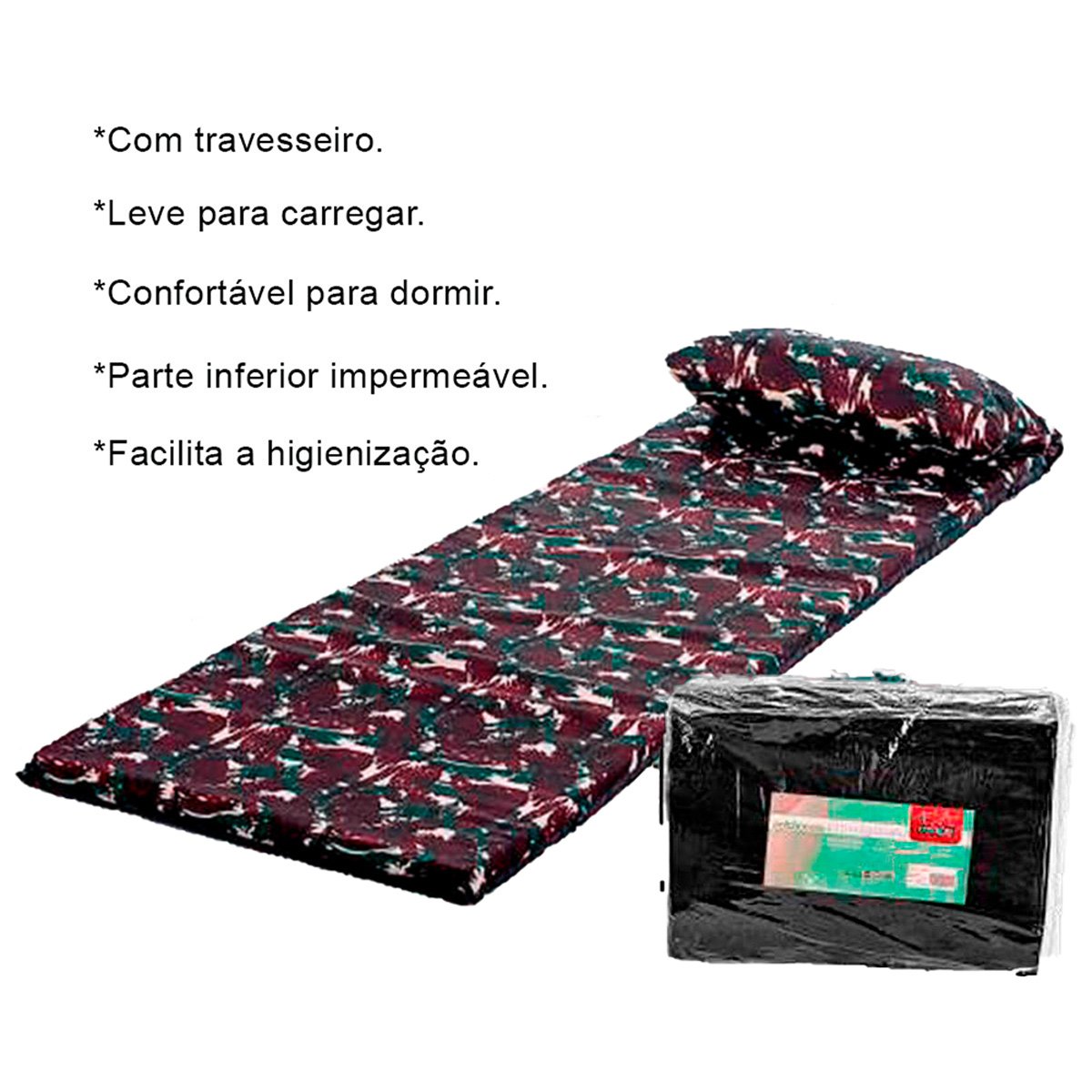 Colchonete Fa Colchões Pitangueiras com Travesseiro 58x178x4cm Camuflado 95664 - 2