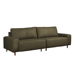 Sofá Decorativo Sala de Estar Metropole 4 Lugares 280cm Bipartido Couro Fendi - Mozzelar - 1