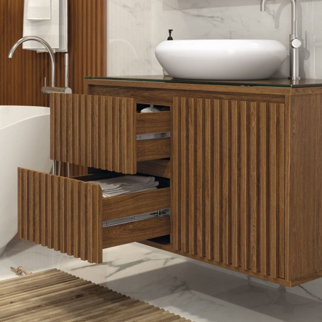 Ver imagem 6 de Gabinete para Banheiro Ripado 80cm Branco com Cuba Branca