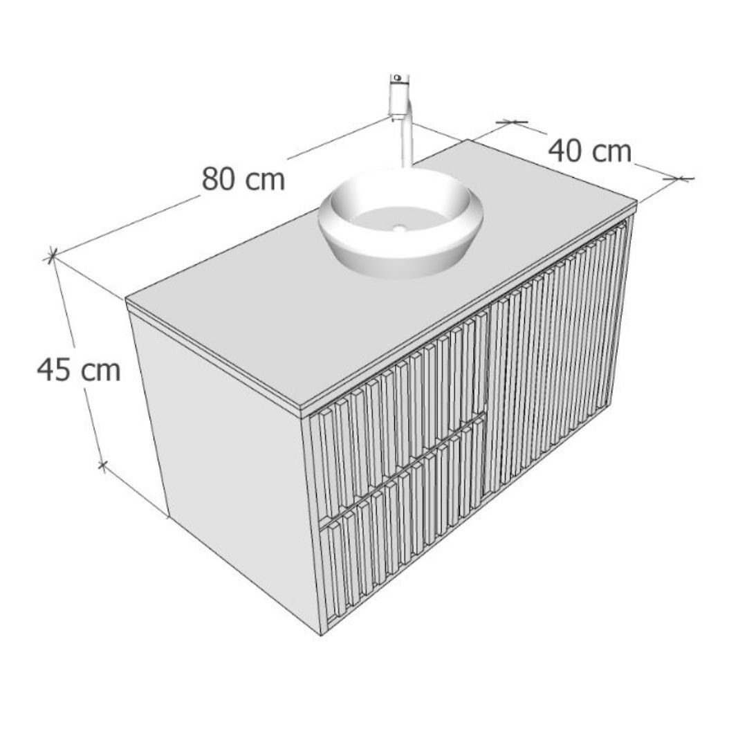 Gabinete para Banheiro Ripado 80cm Branco com Cuba Branca - 4