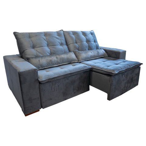 Sofá Retrátil/Reclinável 1,88 Suede Cinza Sala/Recepção