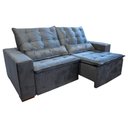 Ver imagem 1 de Sofá Retrátil/Reclinável 1,88 Suede Cinza Sala/Recepção