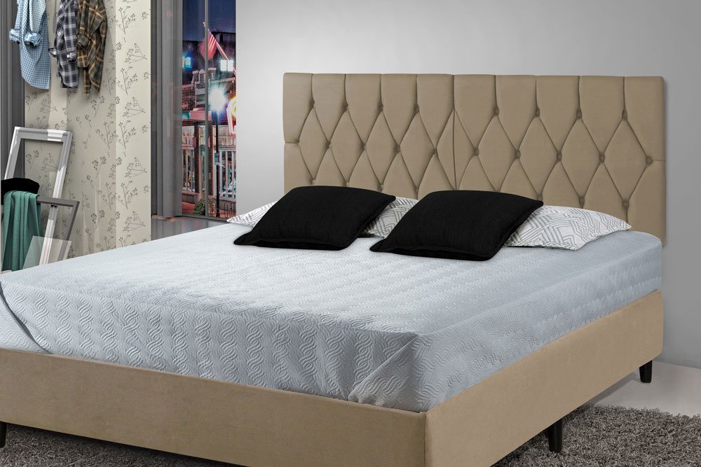 Cabeceira Painel Dubai Deluxe Estofada Queen Size Bege - 1,60 metros