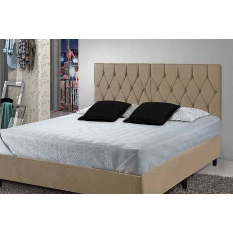 Cabeceira Painel Dubai Deluxe Estofada Queen Size Bege - 1,60 metros