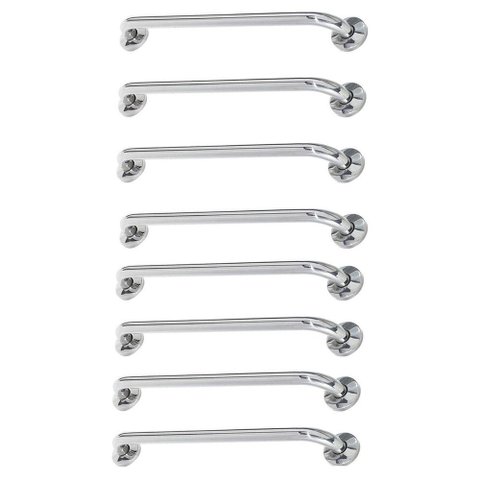 Alça de Apoio Barra 60cm Inox Kit 8 Unidades Suporte Idoso Gestante Acessibilidade